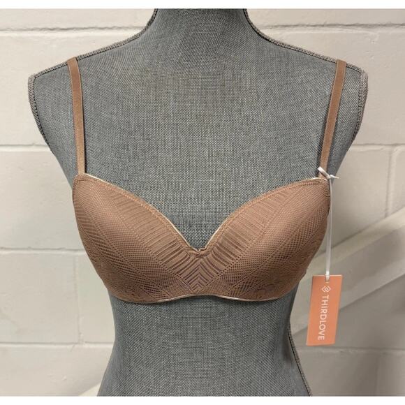 Thirdlove Everyday Lace T-Shirt Bra Nude Beige Size 34A 1/2 NWT - Picture 1 of 7